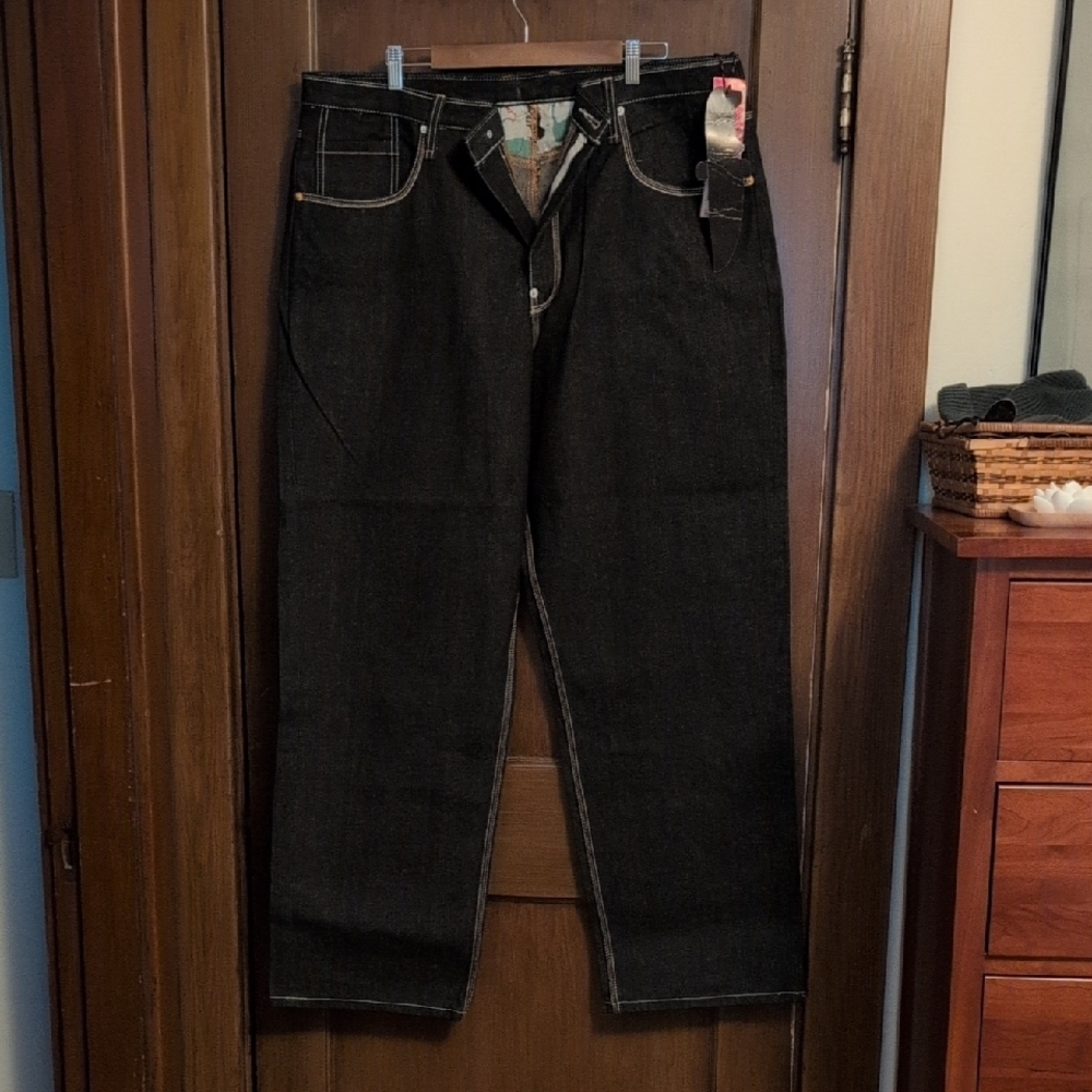 Black Embroidered Denim Jeans